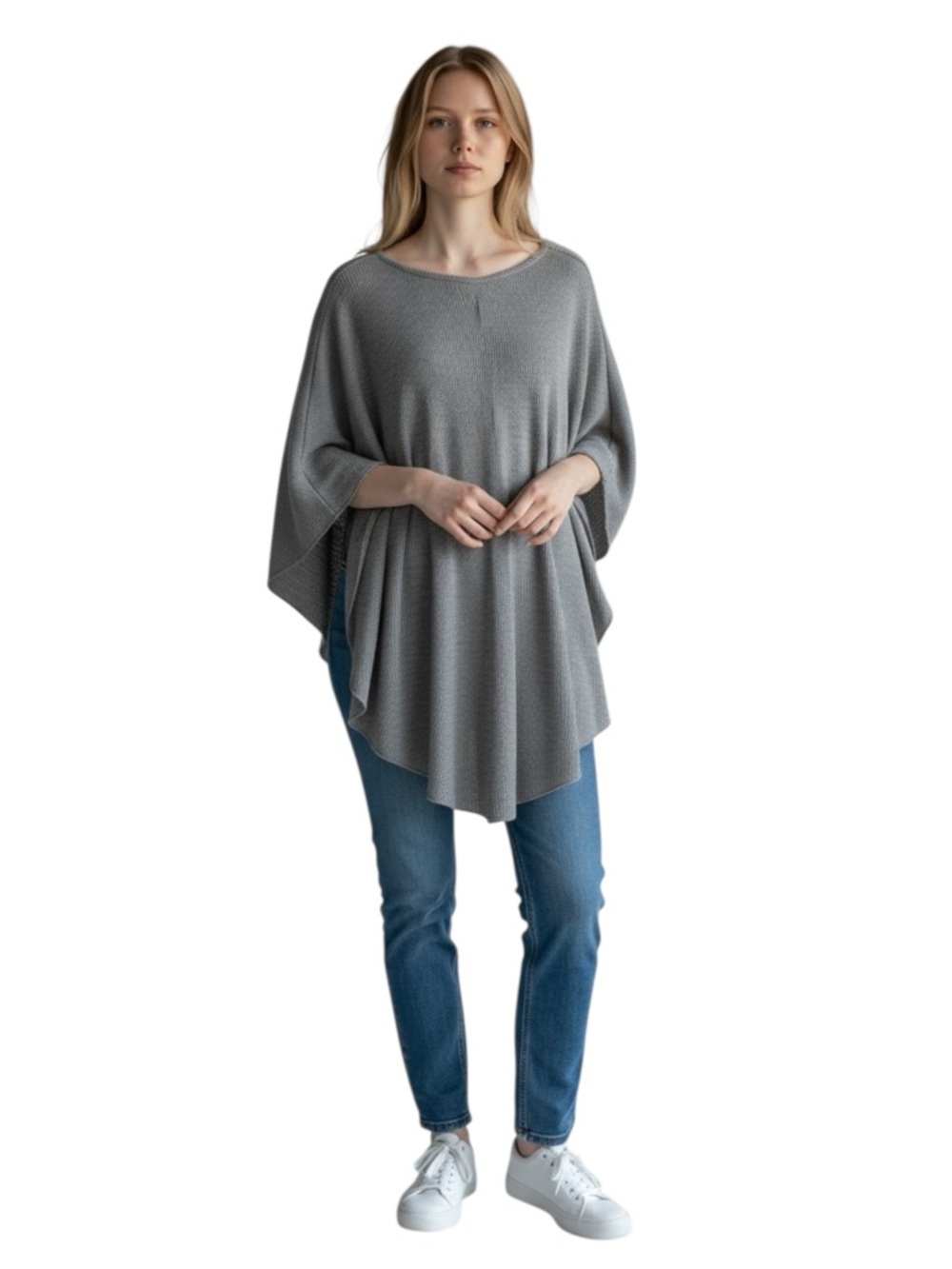 NWT CHASER Gray Ribbed Poncho To Size X-Small/Small - Picture 2 of 5
